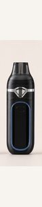 Lumen black dual-chamber empty disposable vape hardware with official display UI — custom finish concept 3