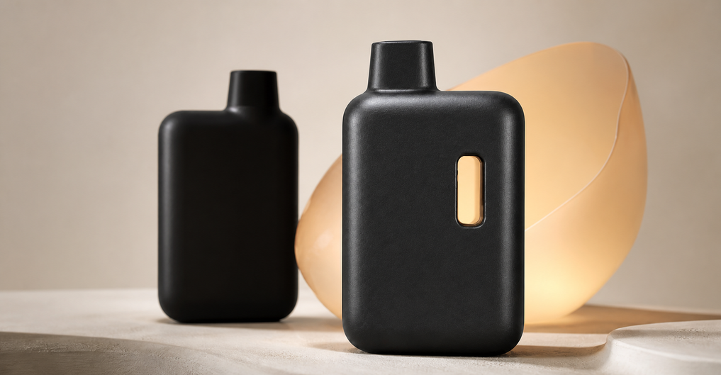 Nook compact matte-black 2mL empty disposable vape hardware — Fixed 2.8V output