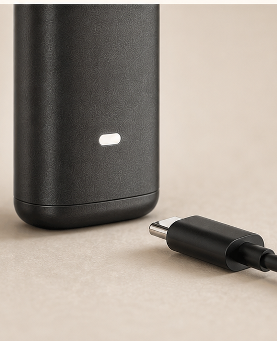 Wisp slim black-grey 1mL empty rosin disposable vape hardware — 280mAh with USB Type-C