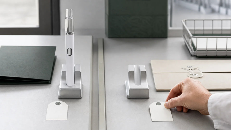 One empty Briar device and an unoccupied sample cradle sit in separate workbench paths for evaluating a current and potential supplier.