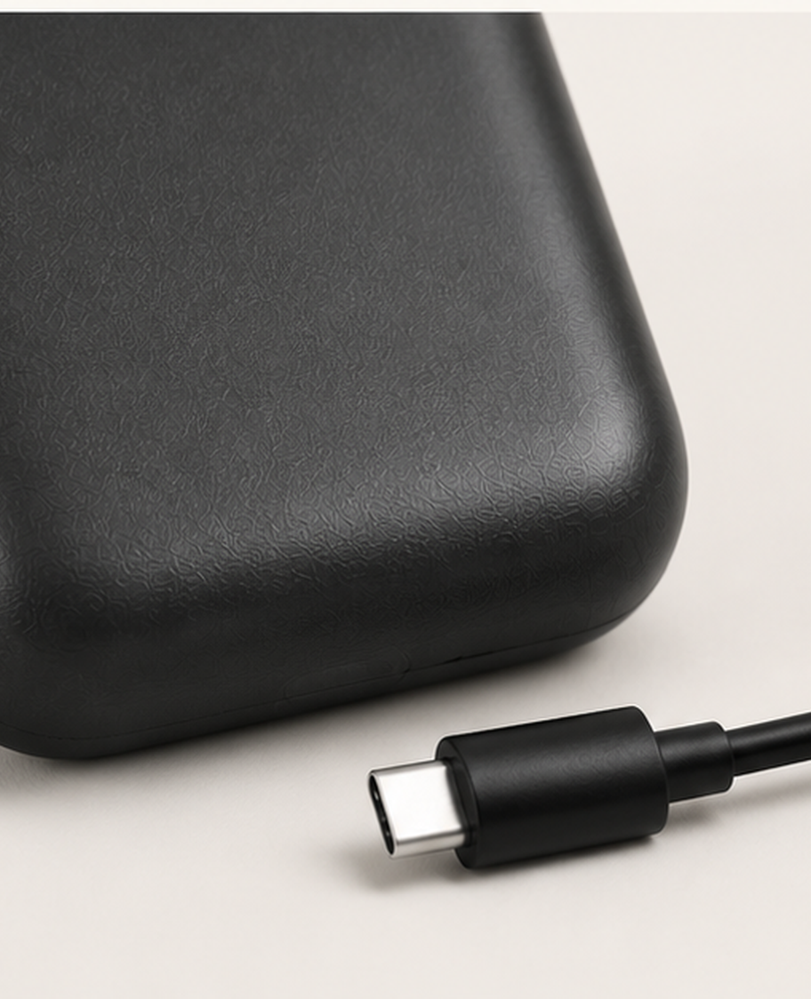 Nook compact matte-black 2mL empty disposable vape hardware — 220mAh with USB Type-C