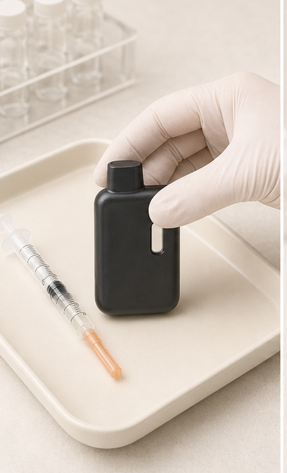 Nook compact matte-black 2mL empty disposable vape hardware — prepare step