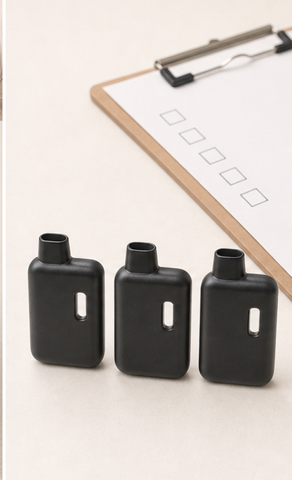 Nook compact matte-black 2mL empty disposable vape hardware — evaluate step