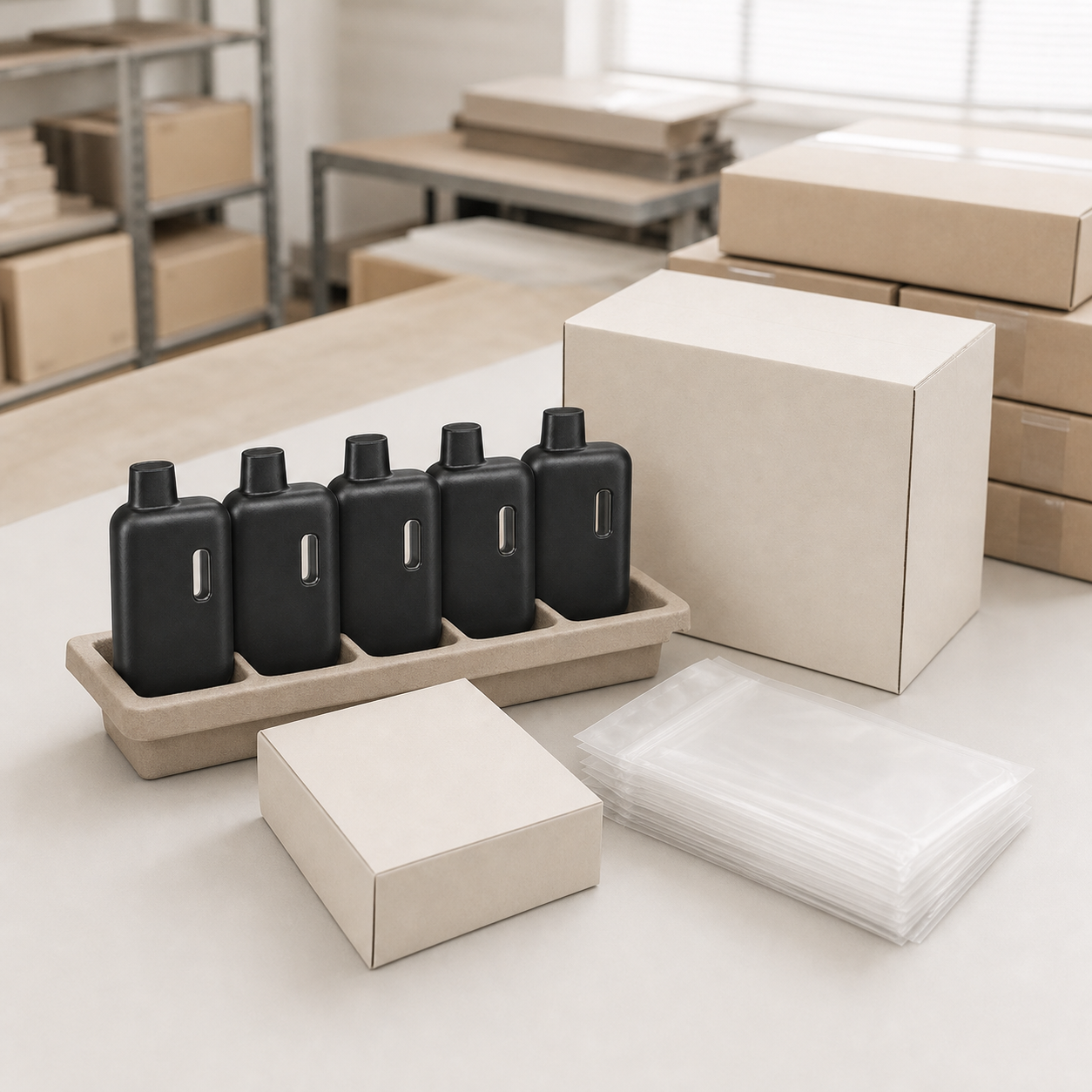 Nook compact matte-black 2mL empty disposable vape hardware sample and reorder packaging