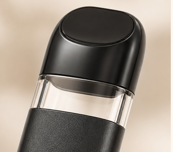 Wisp slim black-grey 1mL empty rosin disposable vape hardware — A 1.0mL reservoir specified for rosin