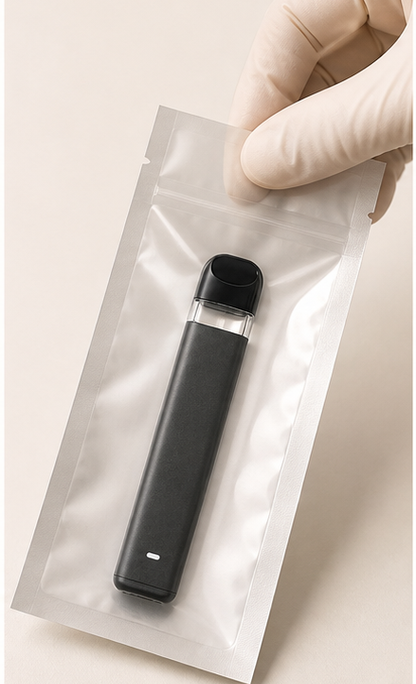 Wisp slim black-grey 1mL empty rosin disposable vape hardware — assemble step