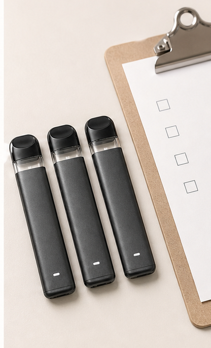 Wisp slim black-grey 1mL empty rosin disposable vape hardware — evaluate step