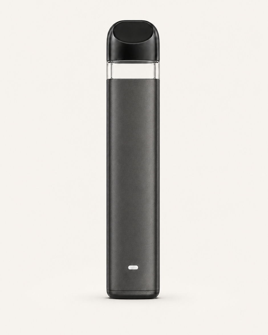 Wisp slim black-grey 1mL empty rosin disposable vape hardware — front hero product view