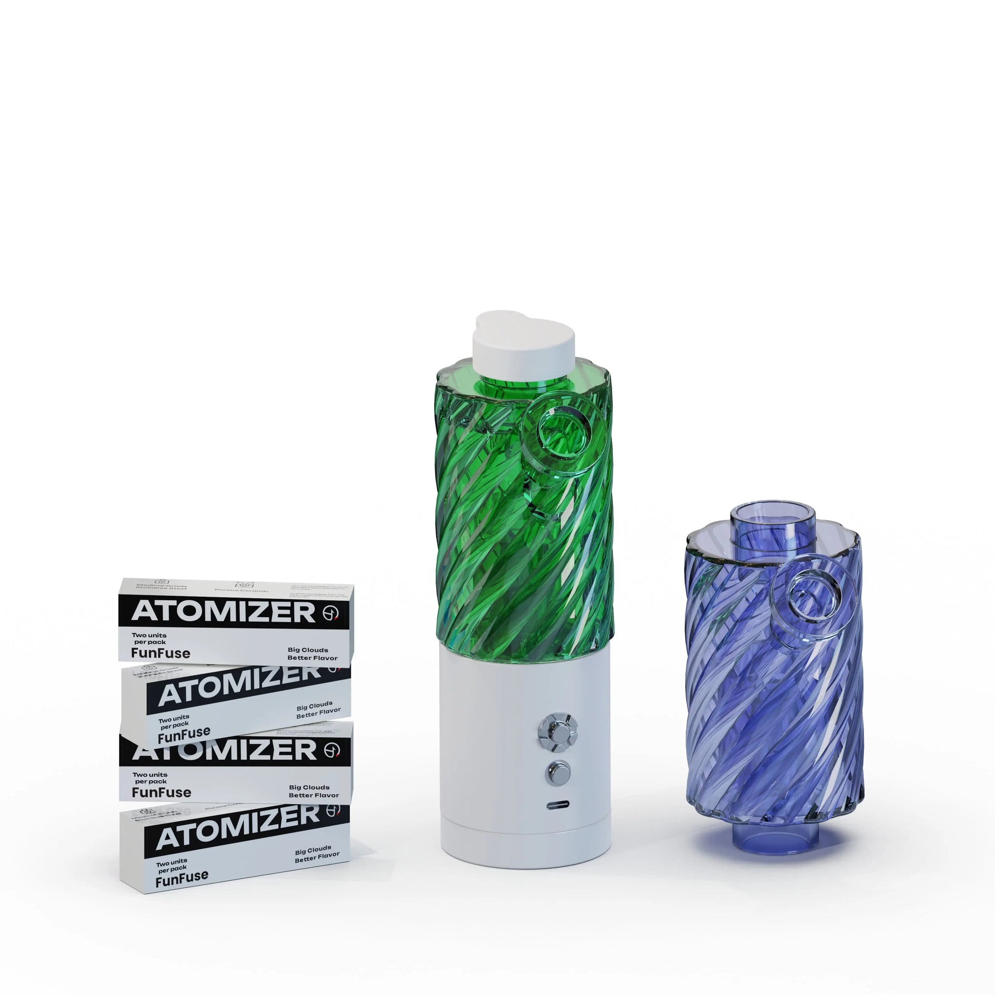 GreenDeagle FunFuse Erig with 4 atomizer pack and 1 selected color Bubbler