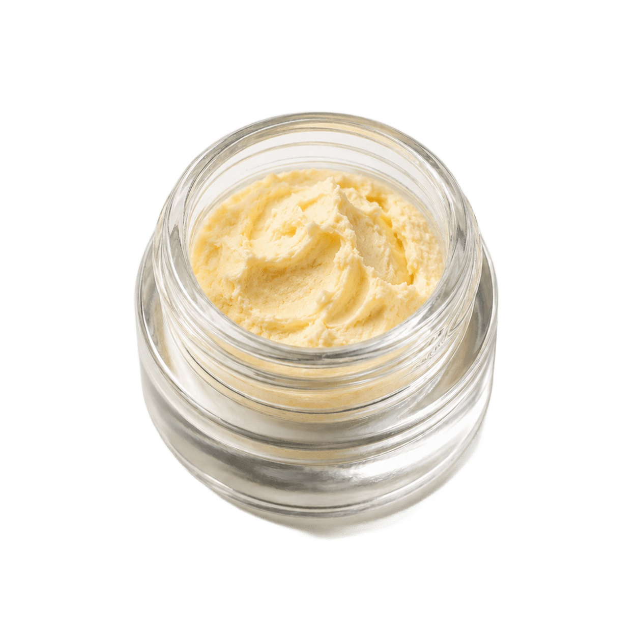 Budder cannabis concentrate in a glass jar for concentrate hardware use cases