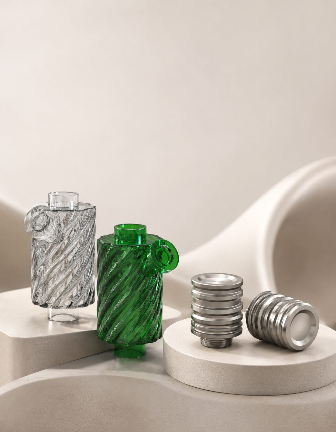 FunFuse E-Rig accessories including atomizers and glass bubbler