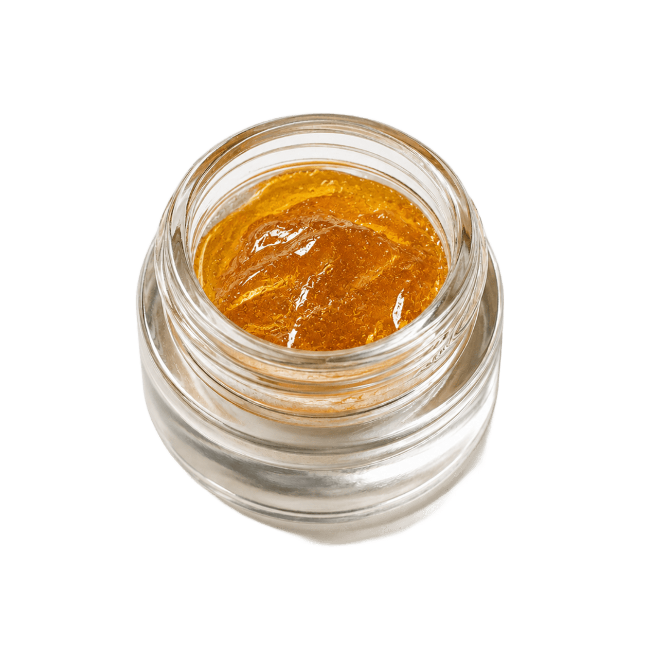 Live resin cannabis concentrate in a glass jar for GreenDeagle oil and e-rig paths